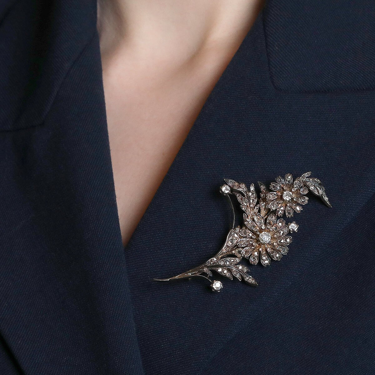 Diamonds and gold brooch
