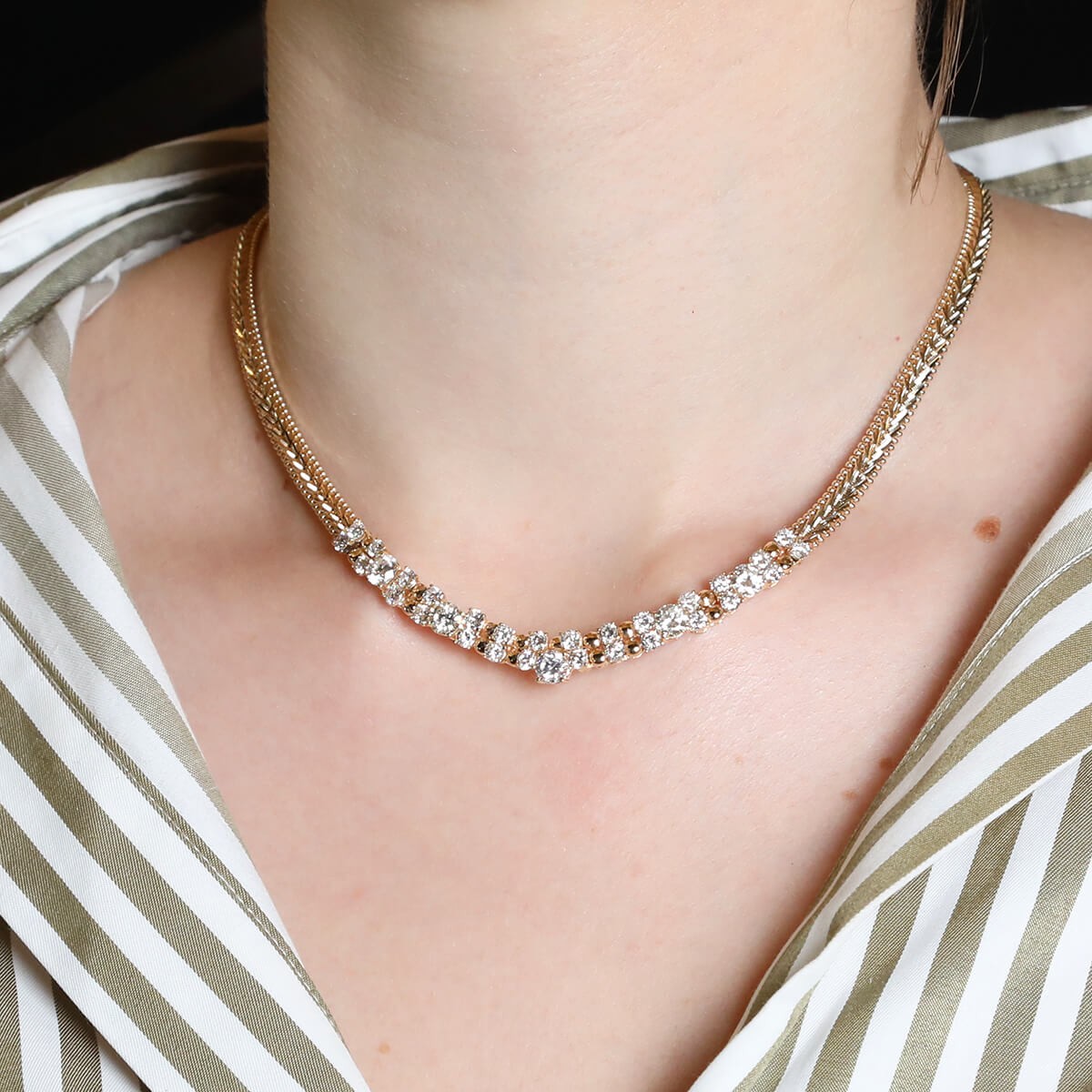 Diamonds and gold necklace