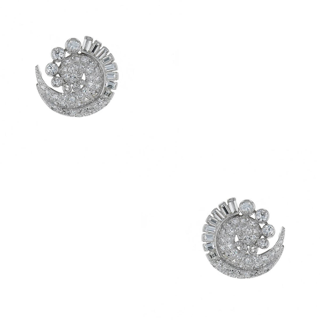 Diamonds gold and platinum earrings