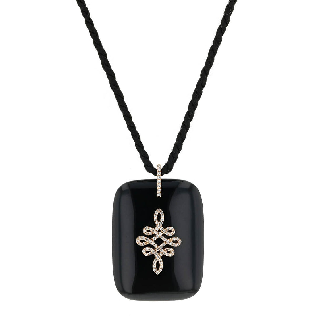 Diamonds, onyx and gold necklace