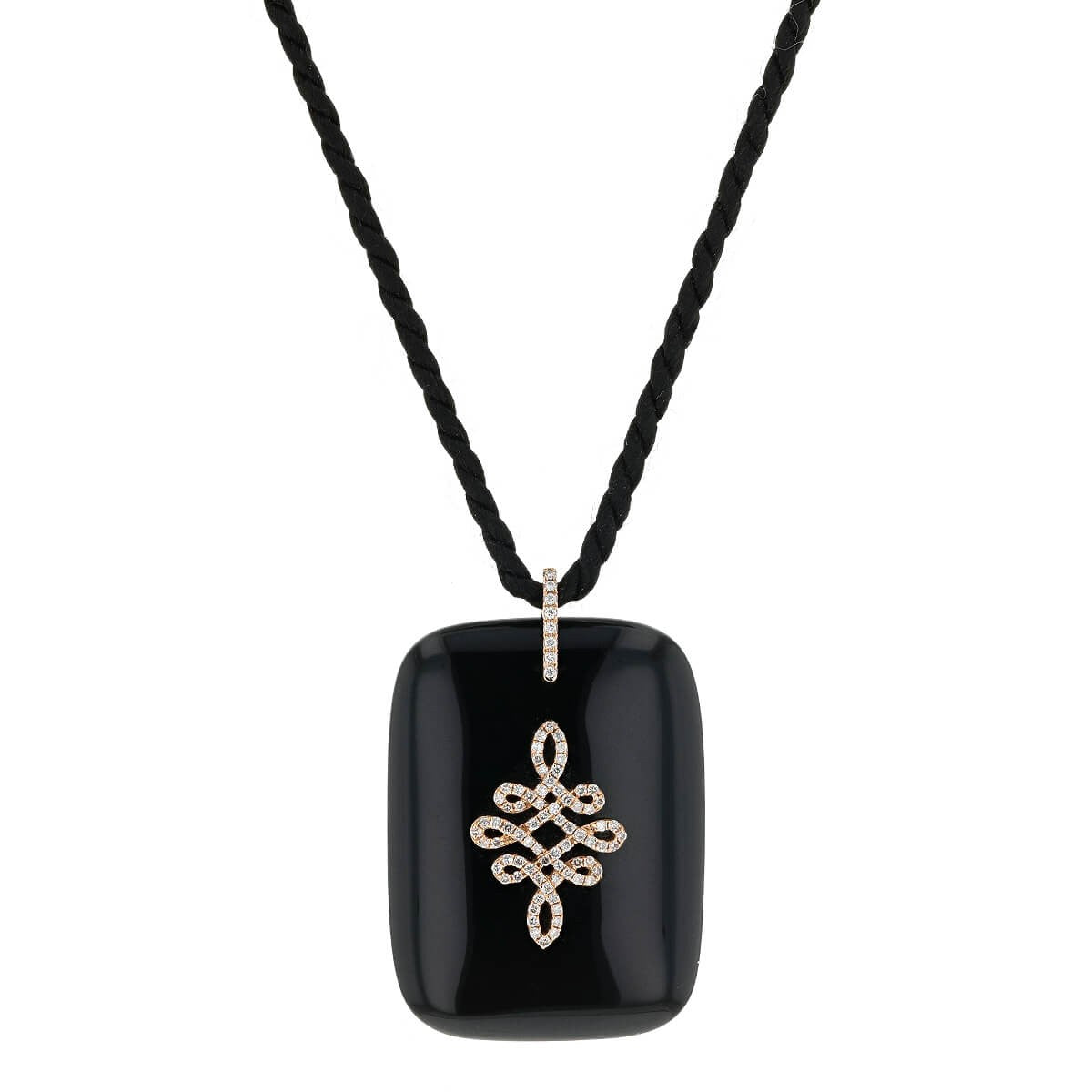 Diamonds, onyx and gold necklace