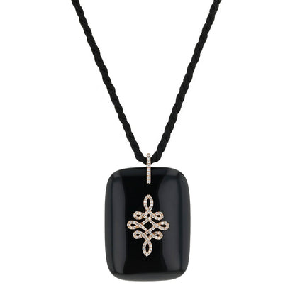Diamonds, onyx and gold necklace