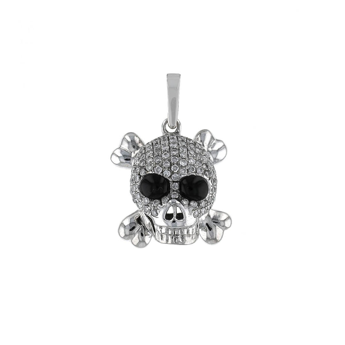 Diamonds, onyx and gold skull pendant