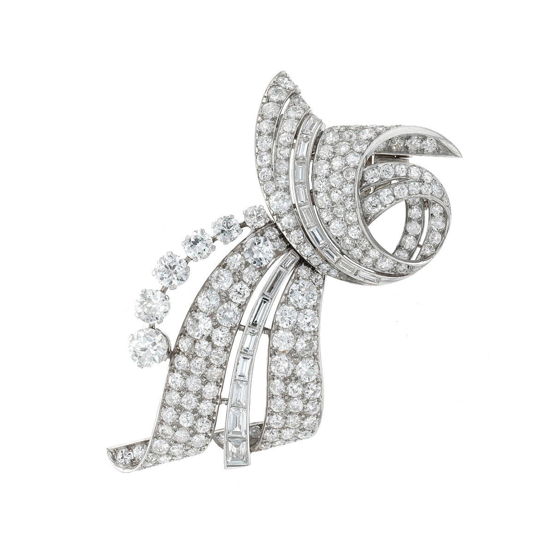 Diamonds and platinum brooch