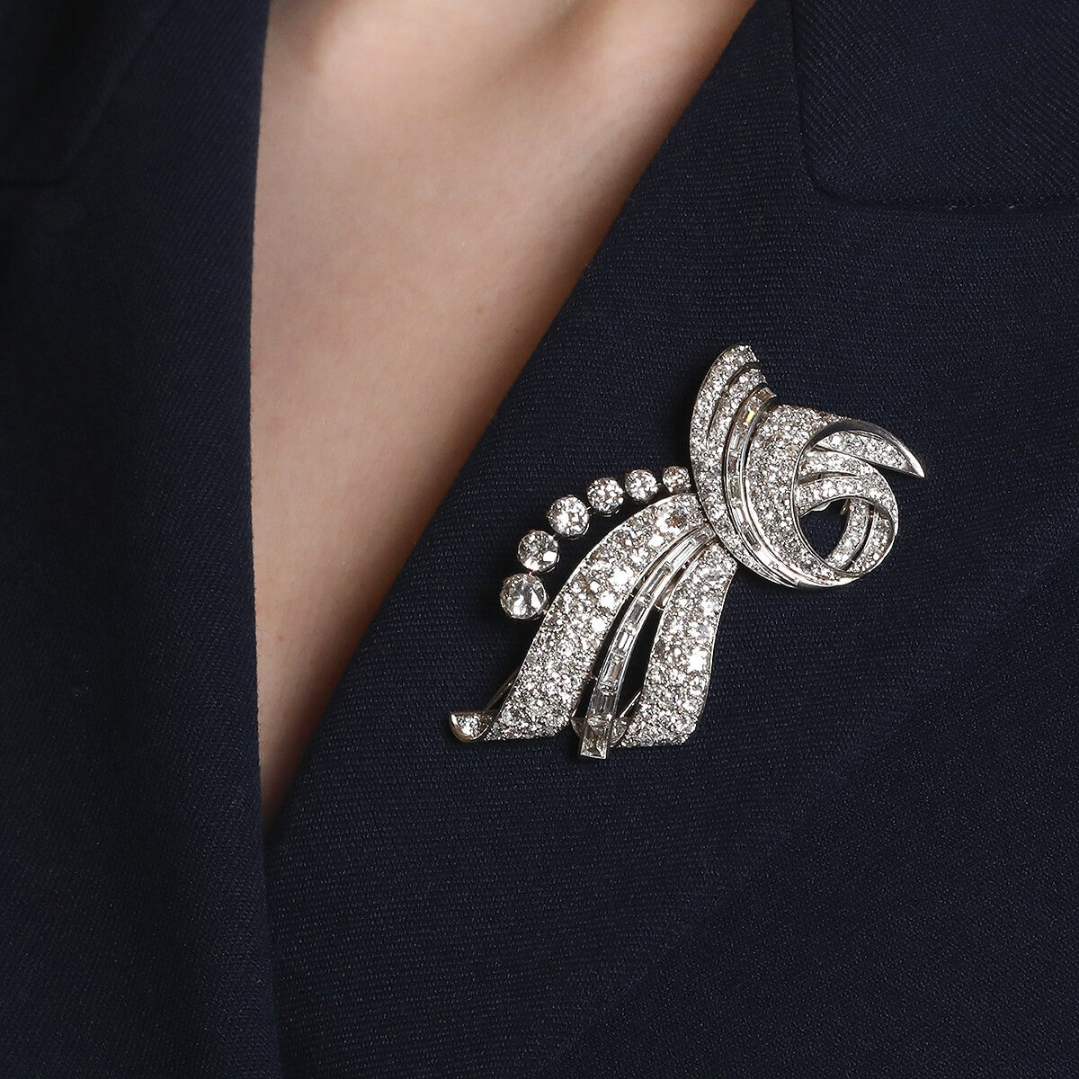 Diamonds and platinum brooch