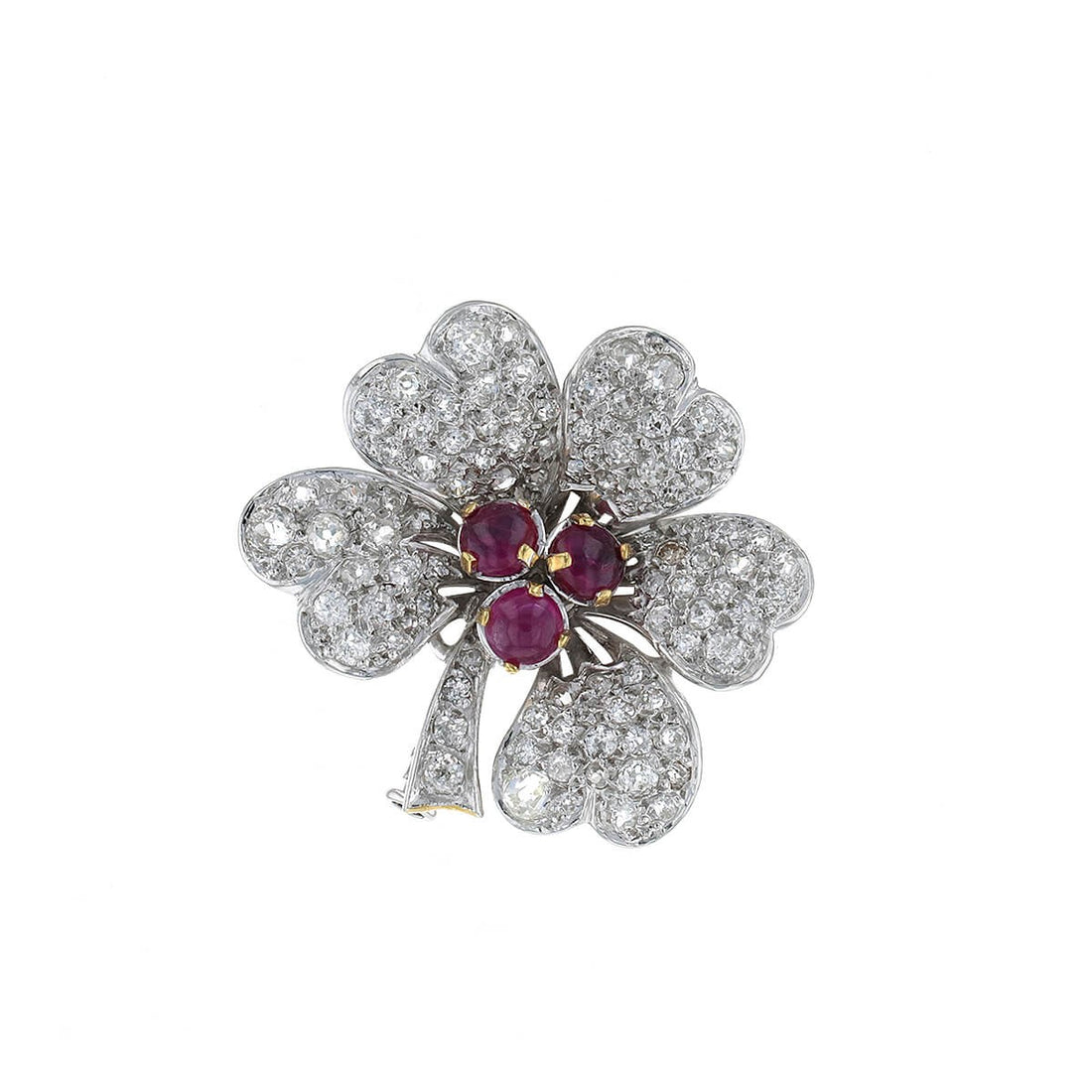Diamonds, rubies and gold brooch