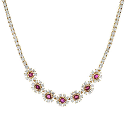 Diamonds, rubies and gold necklace