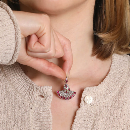 Diamonds, rubies and platinum necklace