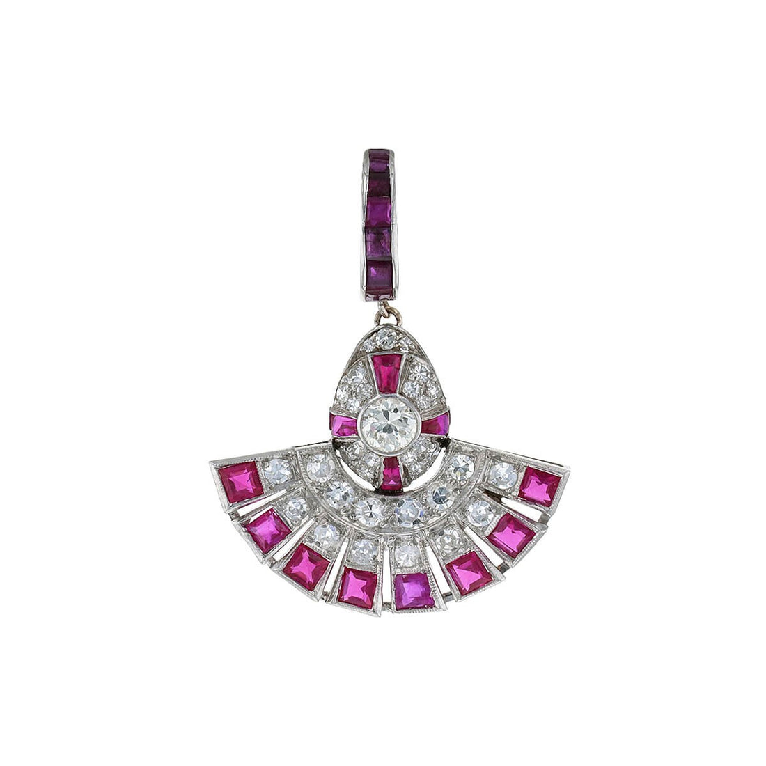 Diamonds, rubies and platinum necklace
