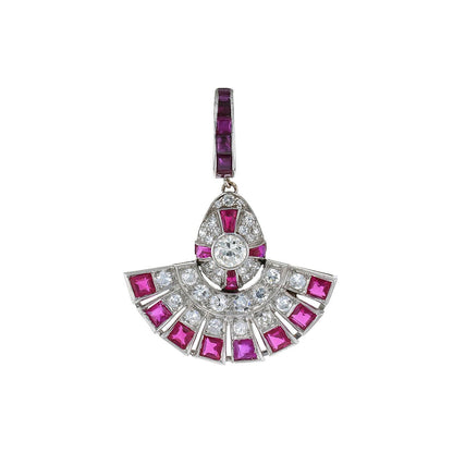 Diamonds, rubies and platinum necklace