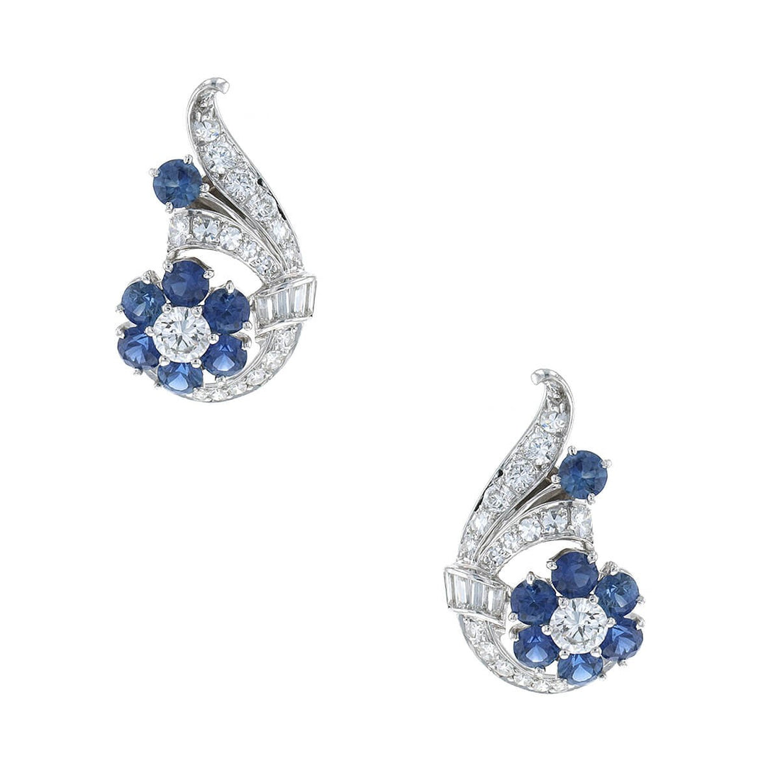 Diamonds, sapphires and gold earrings