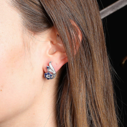 Diamonds, sapphires and gold earrings
