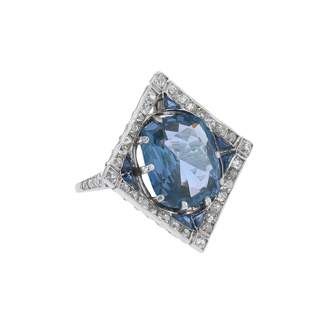 Diamonds, spinel and platinum ring