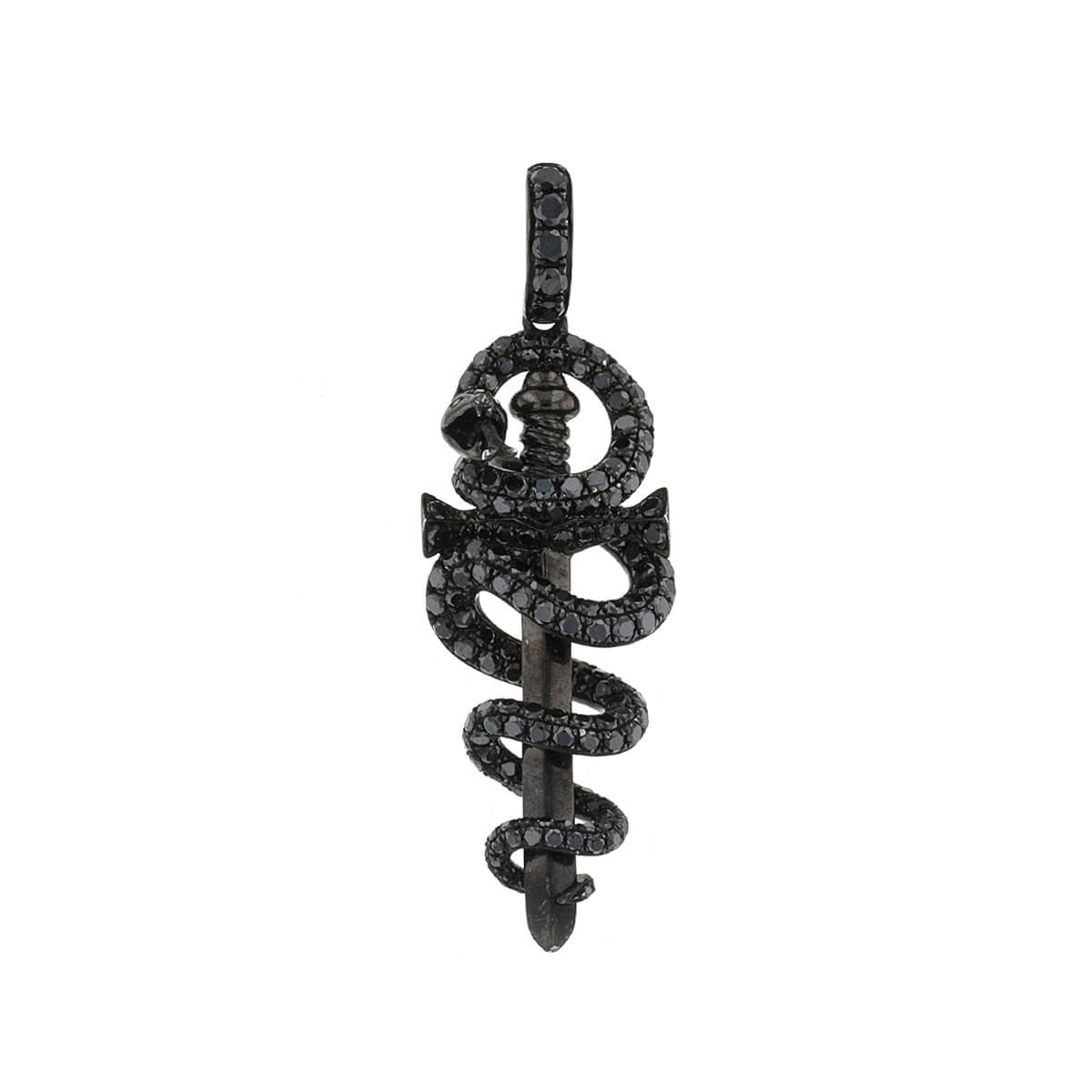 Djula black diamonds and silver pendant