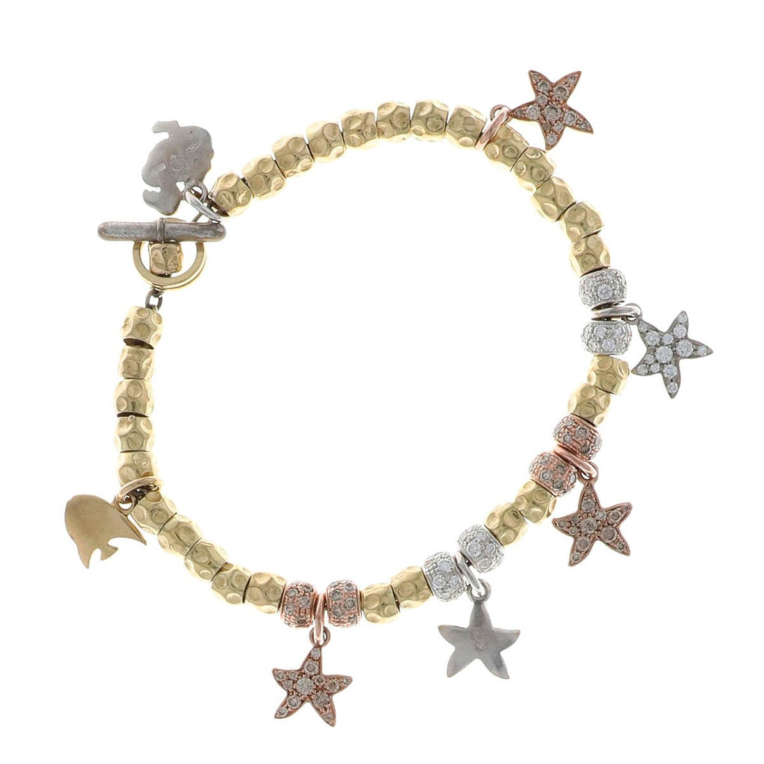 Dodo diamonds, 14k and 18k gold bracelet