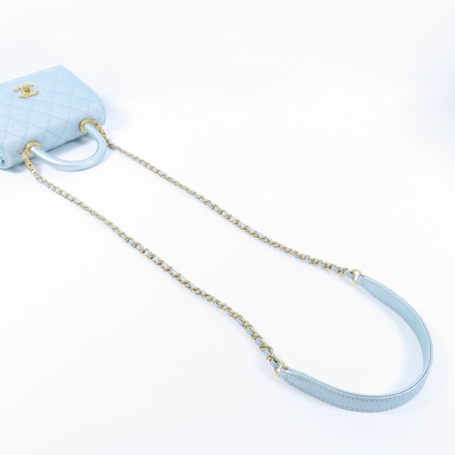 Chanel Blue Cowhide Leather Mini Coco Handle Hand-handed Shoulder And Back Bag 2way Should