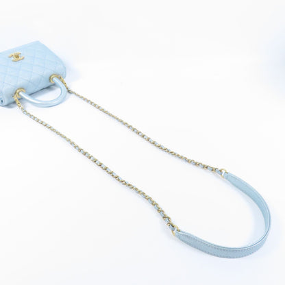 Chanel Blue Cowhide Leather Mini Coco Handle Hand-handed Shoulder And Back Bag 2way Should