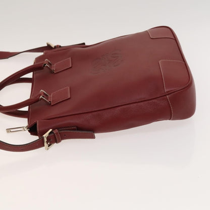 Loewe Anagram Hand Bag Leather 2way Red Silver Auth