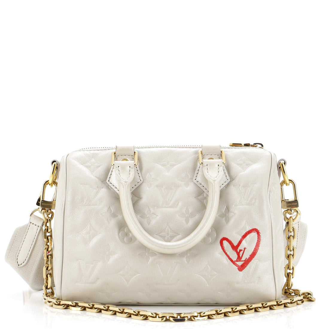 Louis Vuitton Speedy Bandouliere Bag Limited Edition Fall In Love Monogram Embossed Lambskin 22