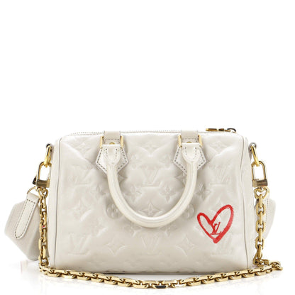 Louis Vuitton Speedy Bandouliere Bag Limited Edition Fall In Love Monogram Embossed Lambskin 22