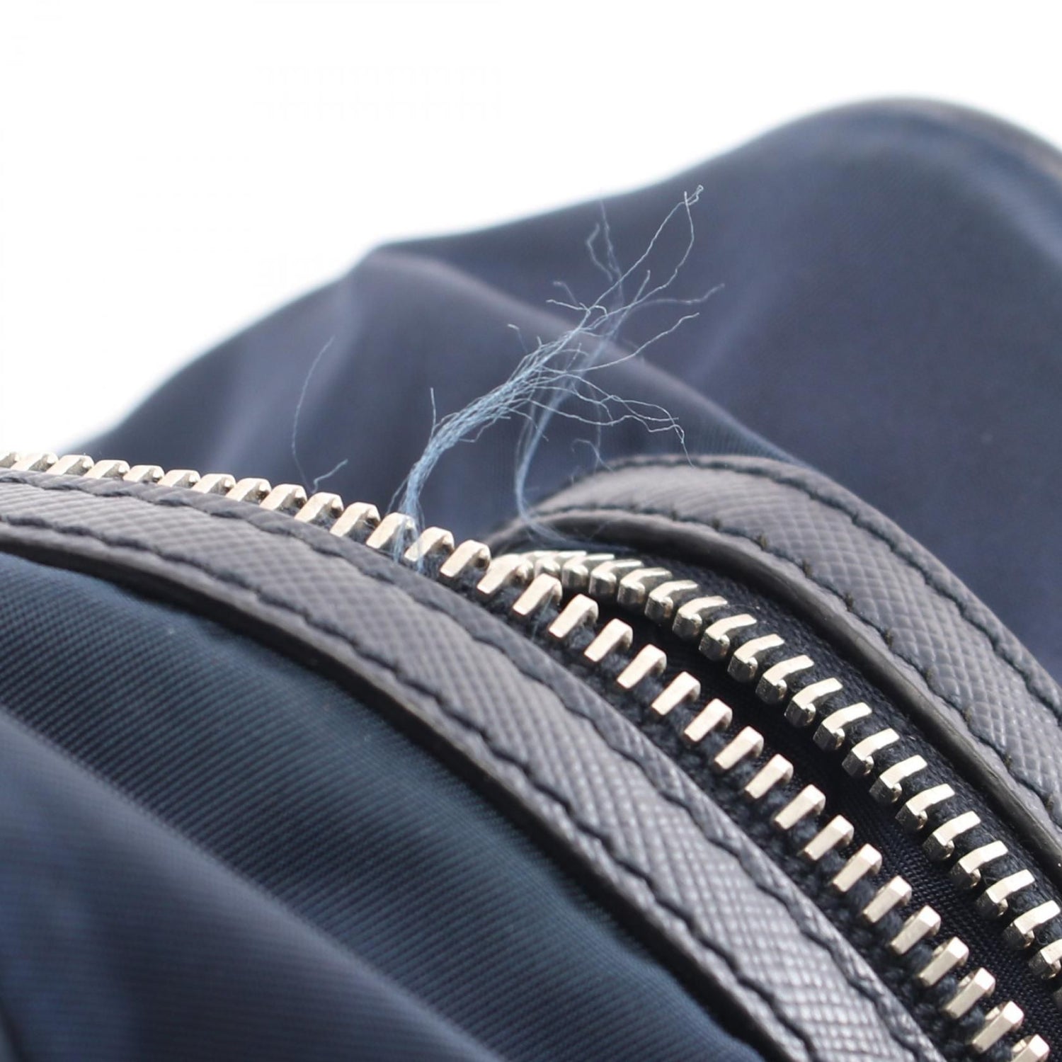 Prada Clutch Nylon Saffiano Leather Navy Beige