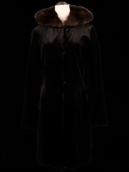 Excellent Varni WomenÕs Orange Fur-Trimmed Coat Size S