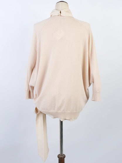 NEW Brunello Cucinelli Pink Cashmere Turtleneck Size M with Knot Detail