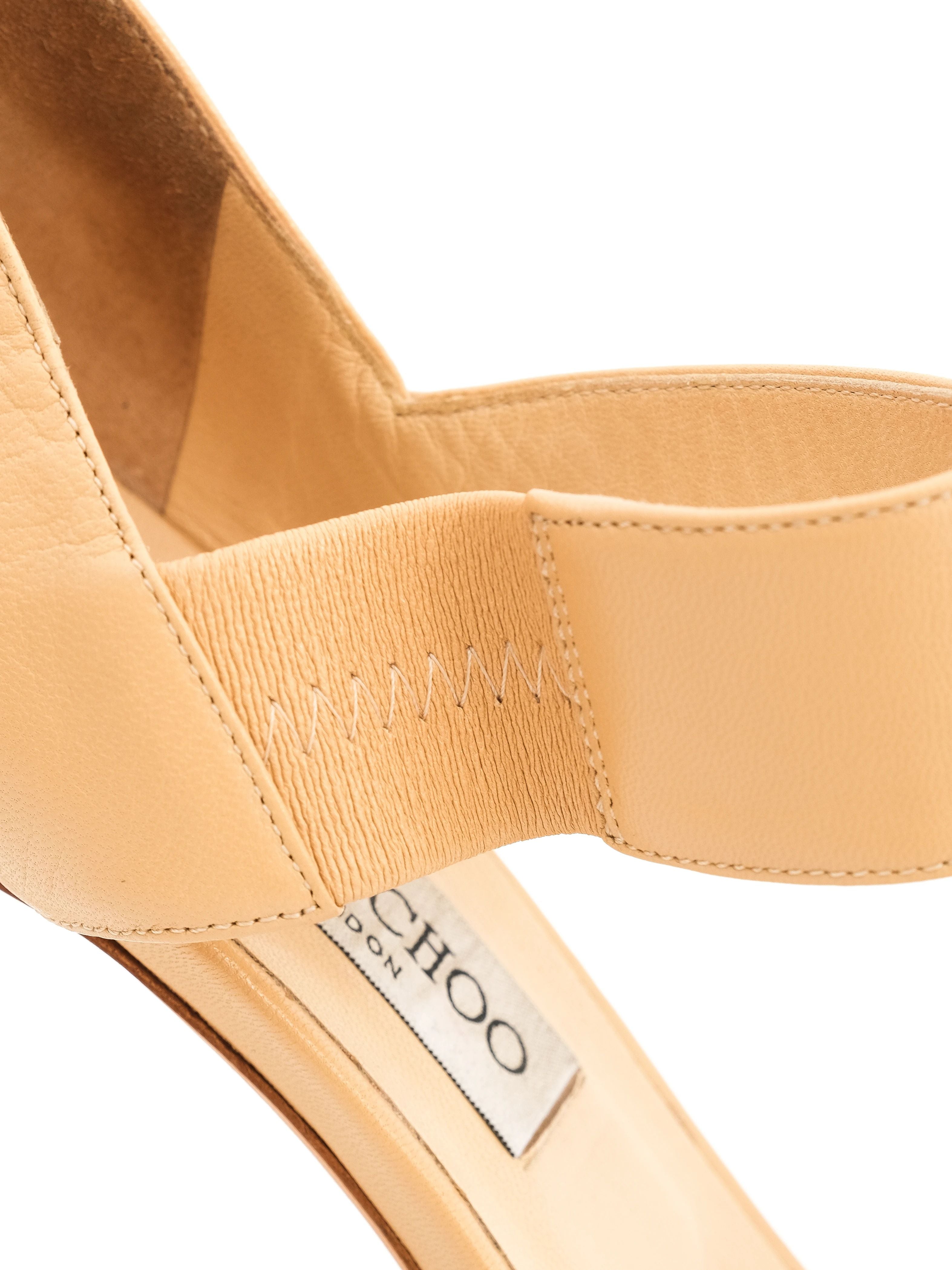 Jimmy Choo Orange Leather High-Heeled Sandals Size 38.5