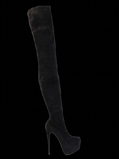 Christian Louboutin Black Leather Over-the-Knee High Heels Size 39