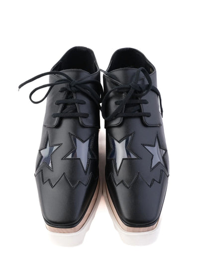 Excellent Stella McCartney Black Leather Platform Shoes Size 35