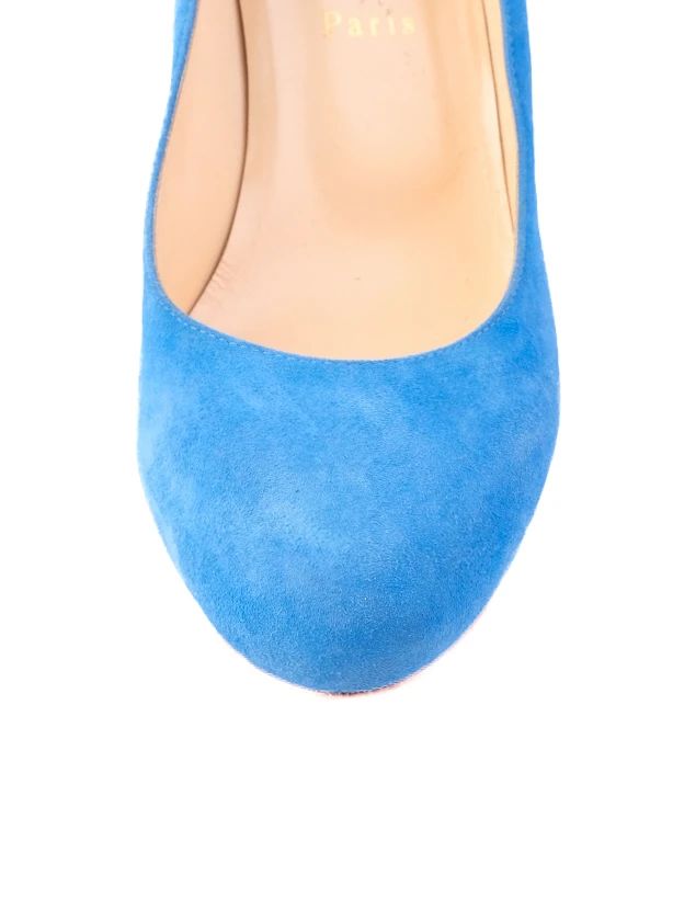 Excellent Christian Louboutin Blue Leather High-Heeled Shoes Size 38