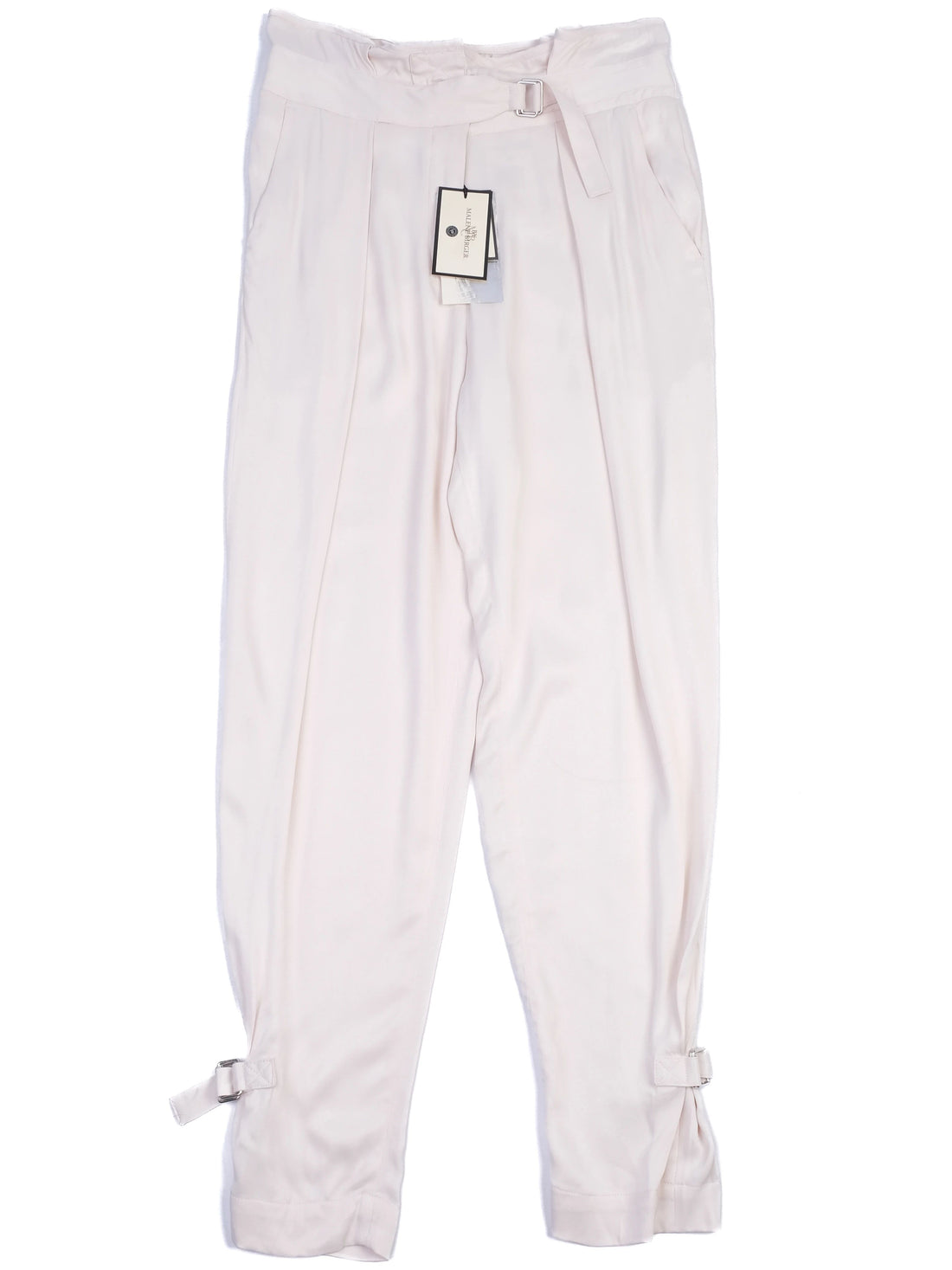 NEW By Malene Birger White Viscose Pants Size XS with Buckles