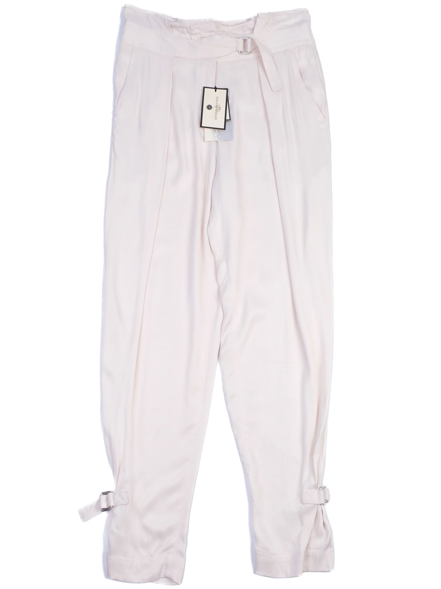 NEW By Malene Birger White Viscose Pants Size XS with Buckles