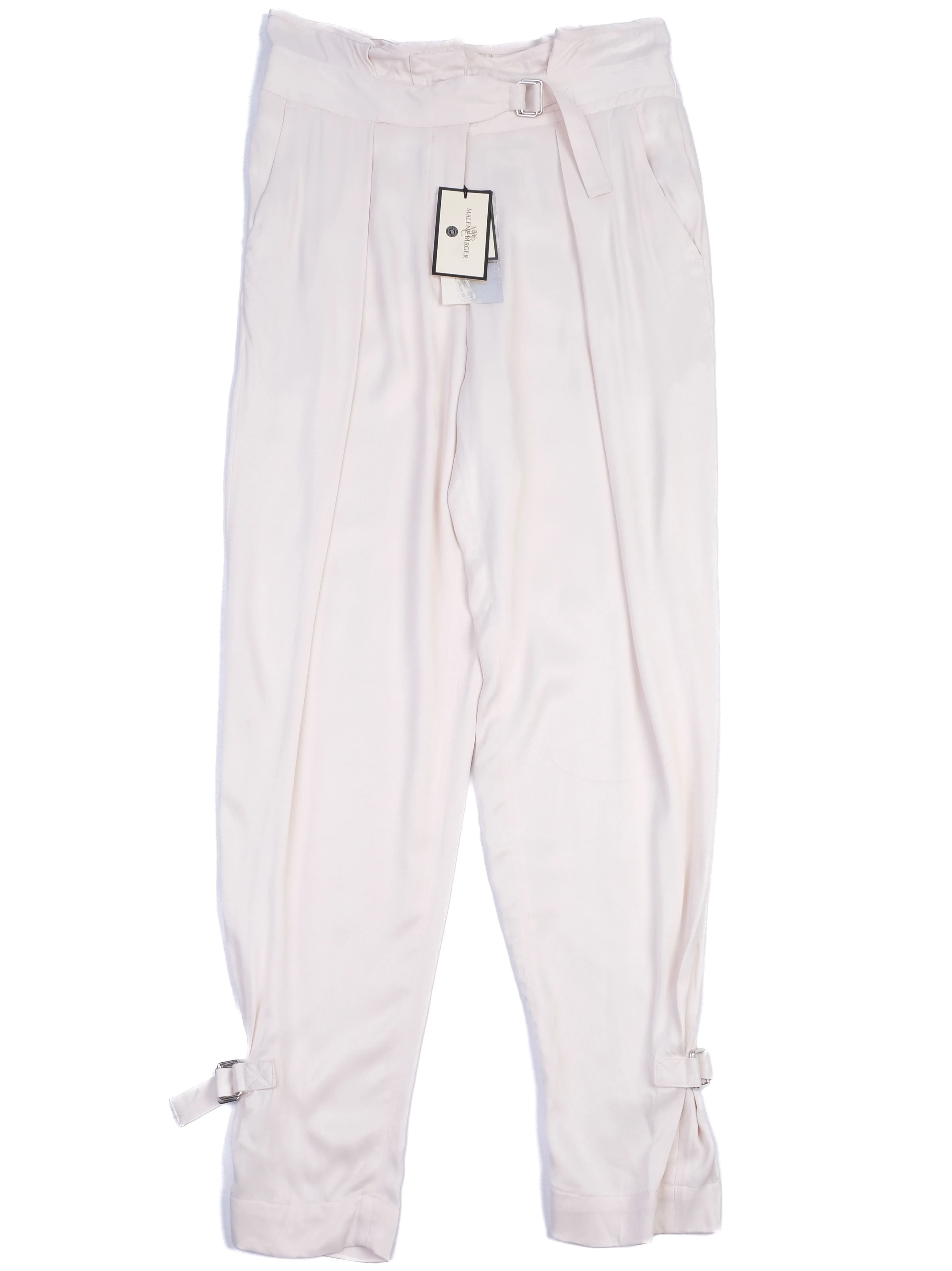 NEW By Malene Birger White Viscose Pants Size XS with Buckles