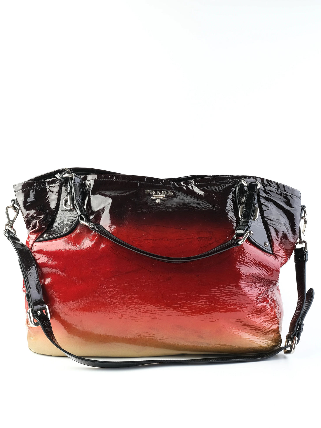 Excellent Prada Handbag Leather Combined Color with Detachable Strap