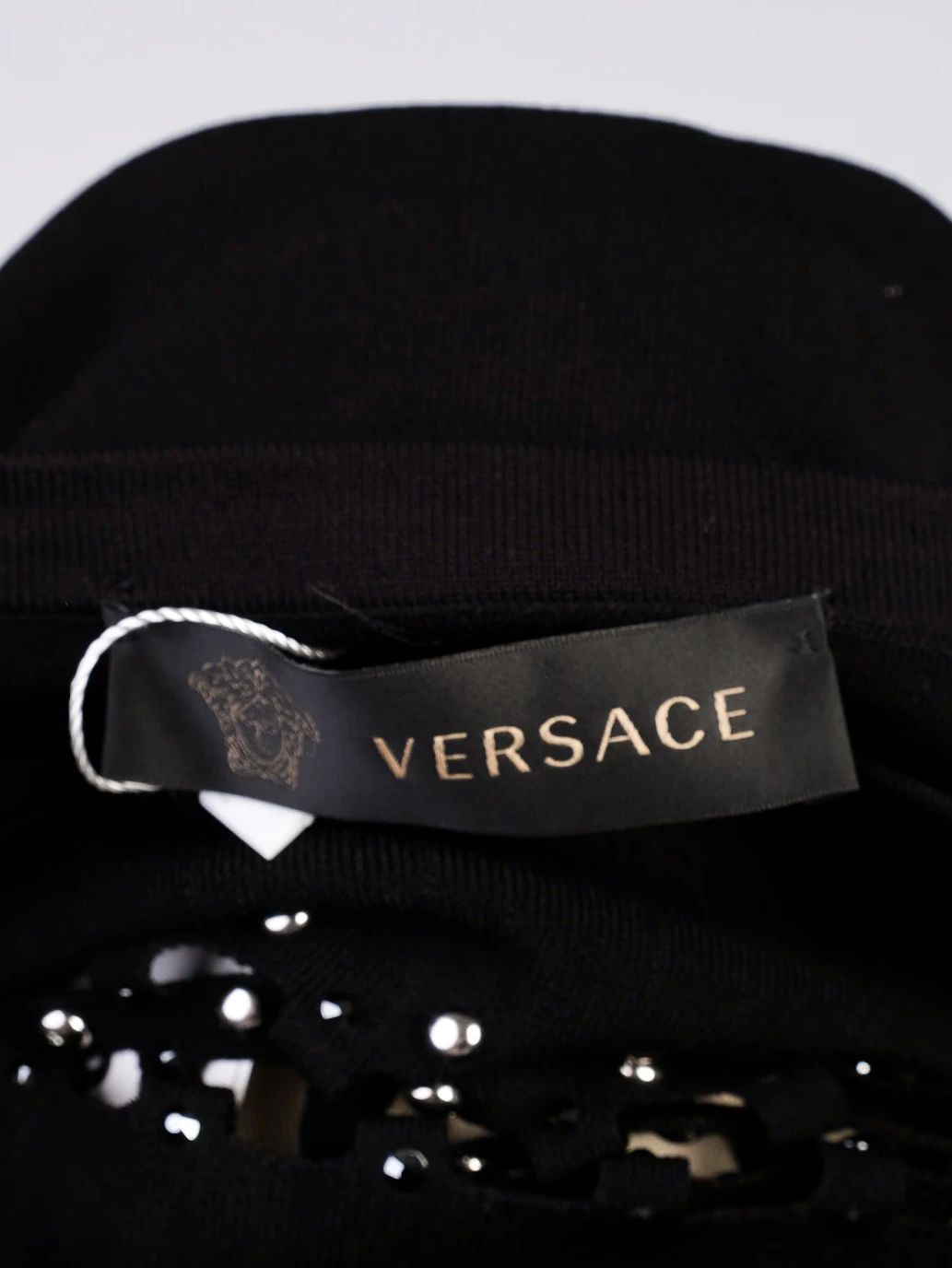 Excellent Versace Black Viscose Dress with Geometric Cut-Outs