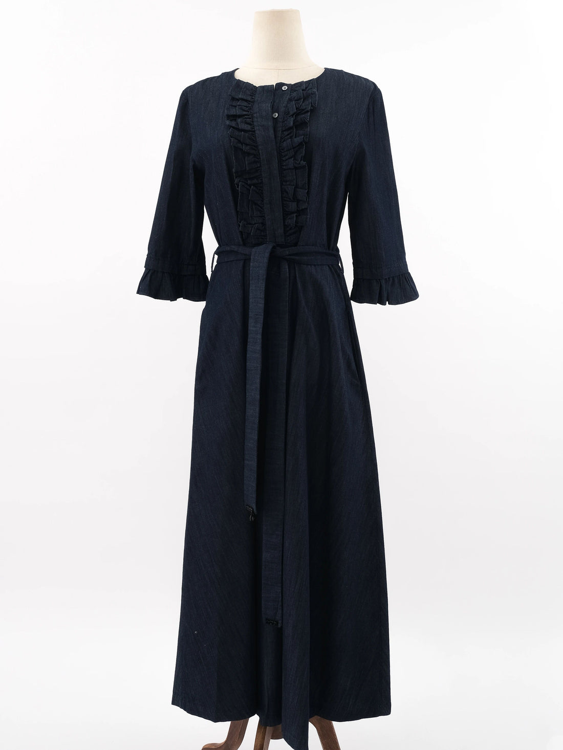 Excellent Max Mara Blue Cotton Long Sleeve Dress Size L