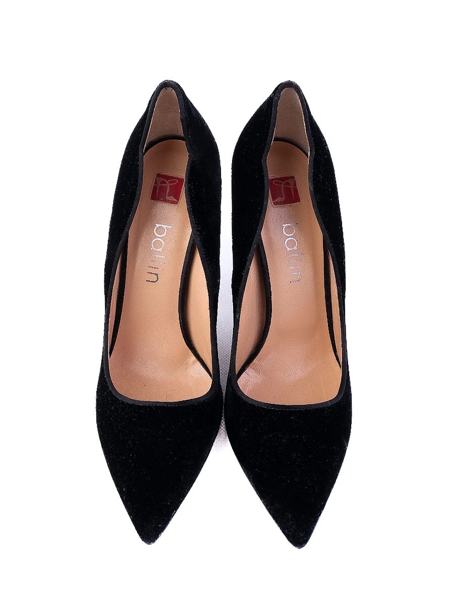 Excellent Ballin Black Genuine Suede High-Heeled Shoes