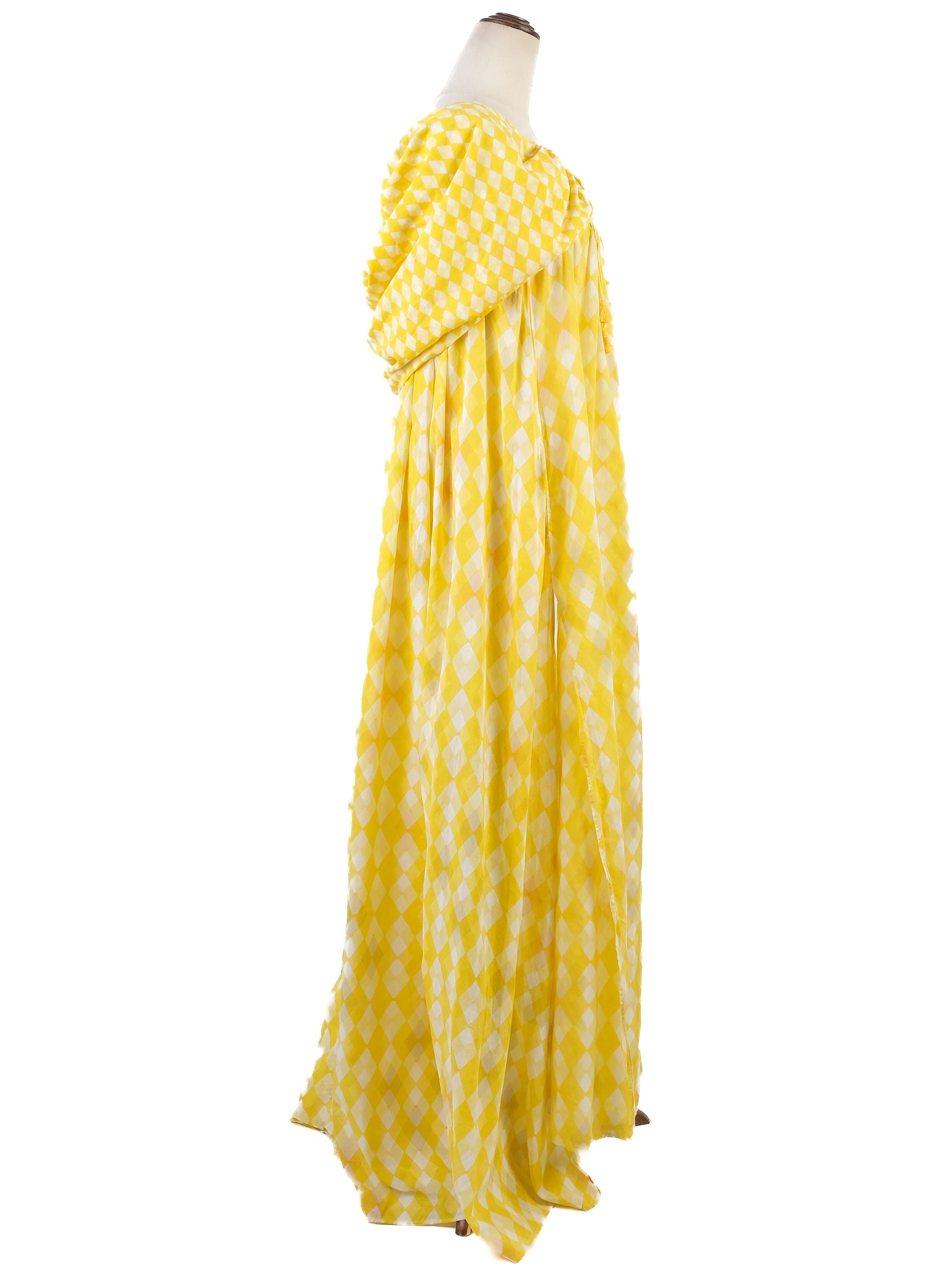 Excellent Thierry Colson Yellow Cotton Long Dress Size L