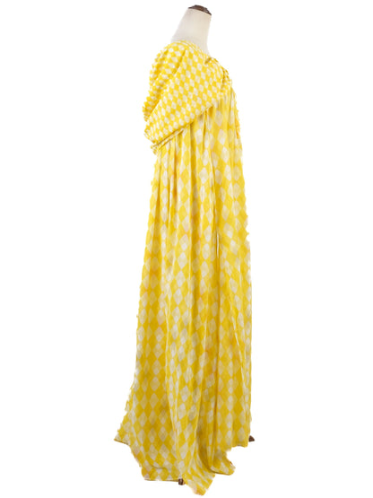 Excellent Thierry Colson Yellow Cotton Long Dress Size L
