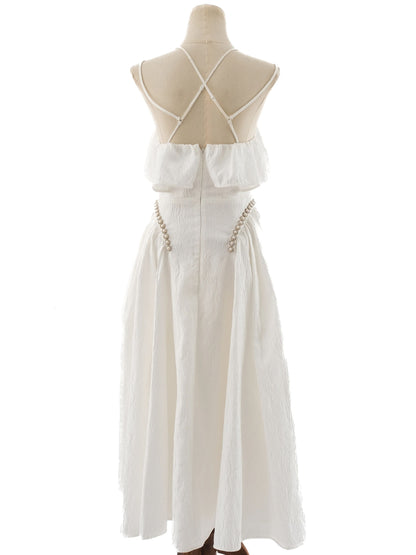 Excellent Self-portrait White A-Line Dress with Spaghetti Straps