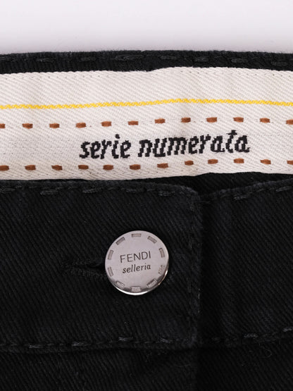Excellent Fendi Black Pants Size M with Selleria Button &amp; Stitch Detail