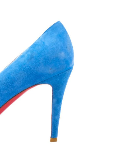 Excellent Christian Louboutin Blue Leather High-Heeled Shoes Size 38
