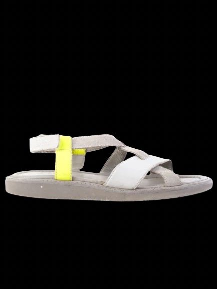 Excellent Dior Gray Fabric Sandals with Yellow Accent Size 34 for Kids
