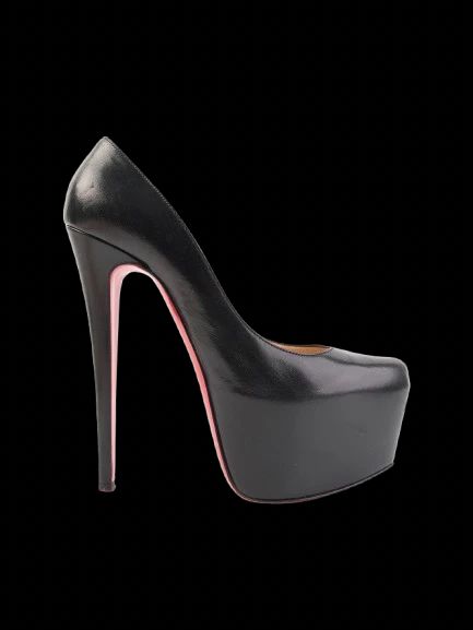 Christian Louboutin Black Leather High-Heeled Platform Pumps Size 38