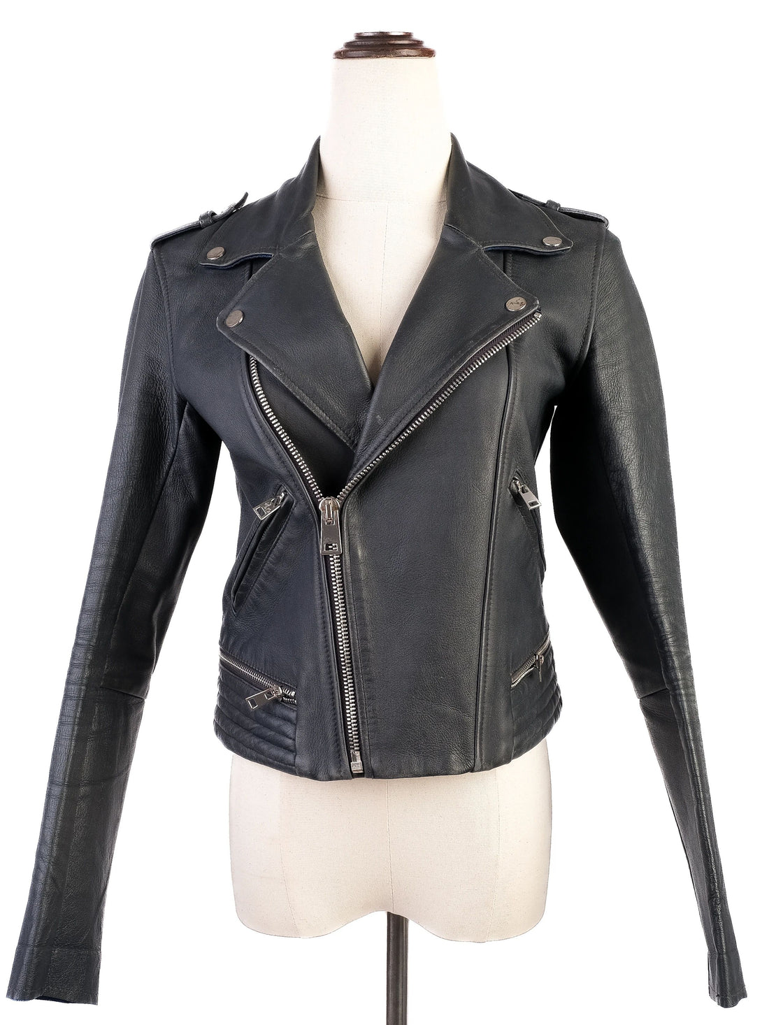 Good Maje Black Leather Biker Jacket Size M