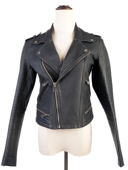 Good Maje Black Leather Biker Jacket Size M