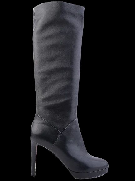 Excellent Prada Black Leather Knee-High Heeled Boots Size 37.5