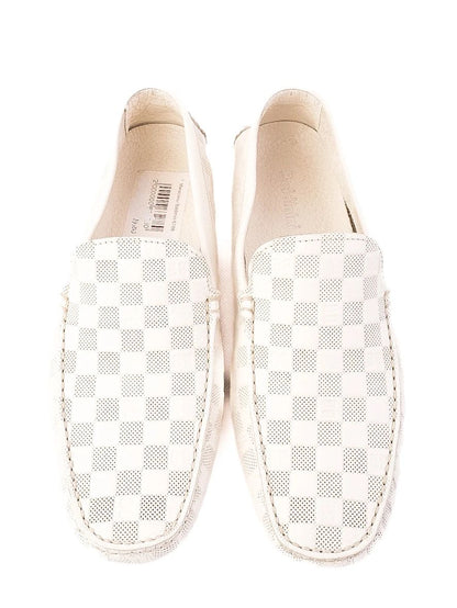 Excellent Baldinini White Leather Loafers with Checkered Pattern