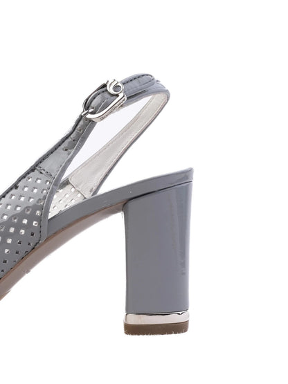 Excellent Giovanni Fabiani Gray Leather Slingback High Heel Shoes Size 35